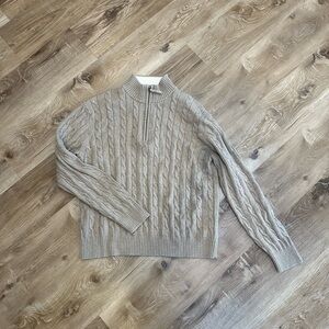 Daniel Cremieux Light Taupe Cable Zip Sweater